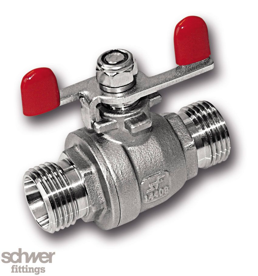 Two Piece Ball Valve with Compression Ends and Butterfly