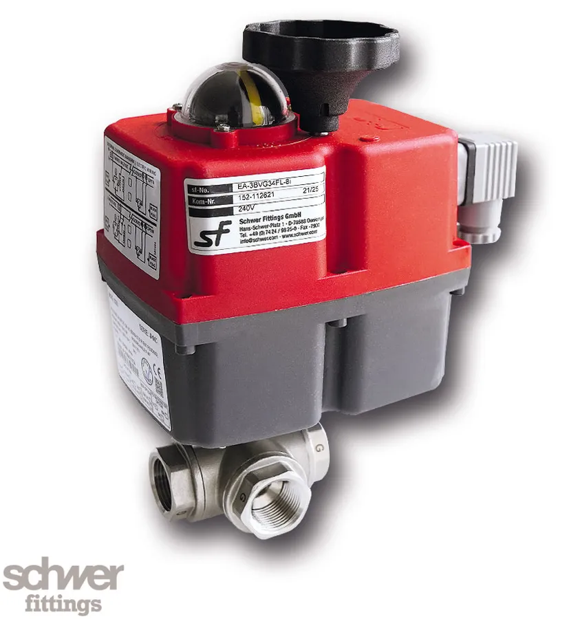 3-way ball valve with actuator, electric