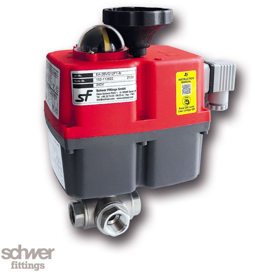 3-way ball valve with actuator, electric