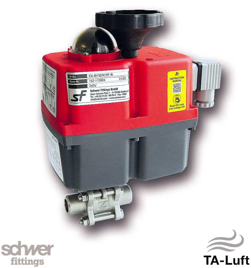 3-piece ball valve with actuator, electric