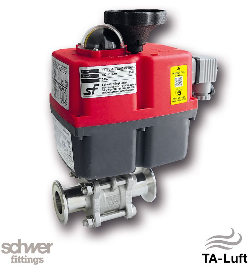 3-piece ball valve with actuator, electric