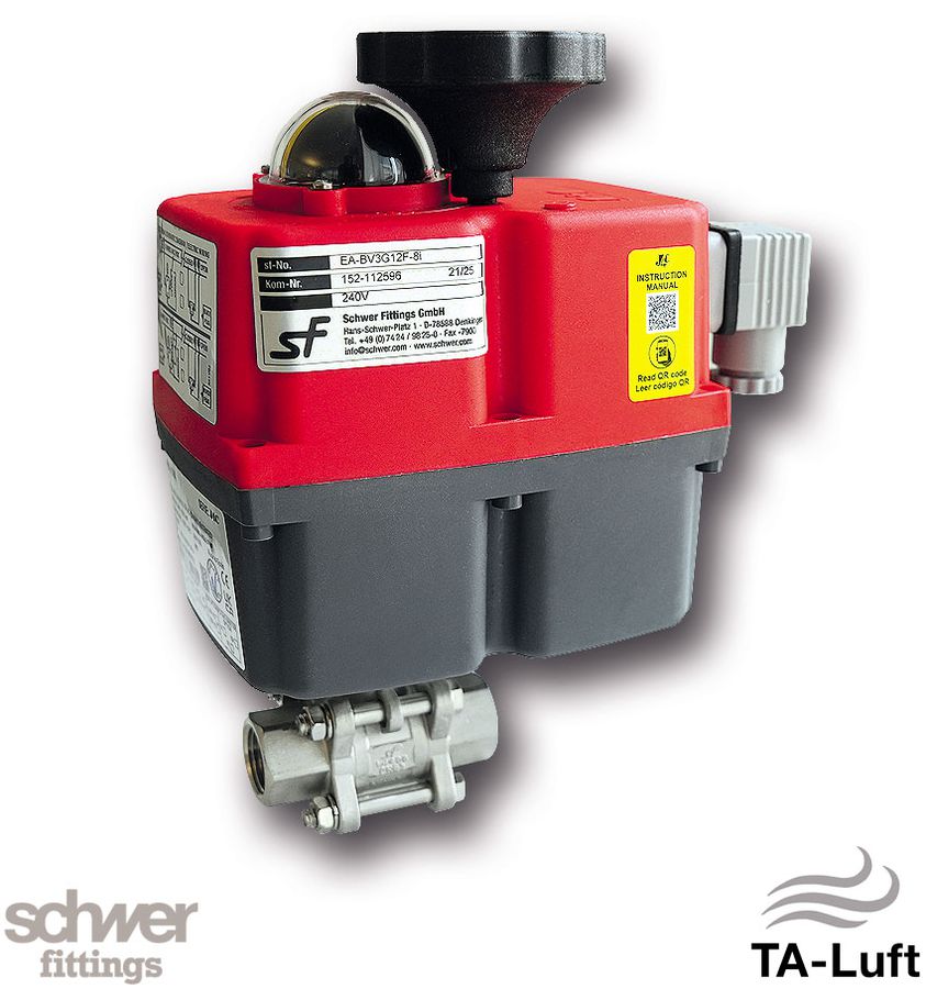 3-piece ball valve with actuator, electric