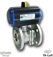 2-part. actuator ball valve, pneumatic, double-acting