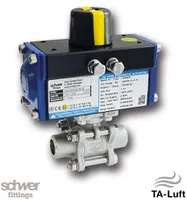 3-part. actuator ball valve, pneumatic, double-acting