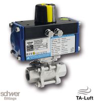 3-part. actuator ball valve, pneumatic, double-acting