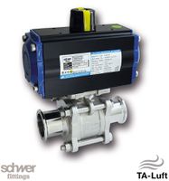 3-part. actuator ball valve, pneumatic, double-acting