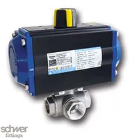 3-Way Ball Valve with actuator, pneumatic, single-acting