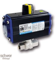 2-part. Ball valve with actuator, pneumatic, single-acting