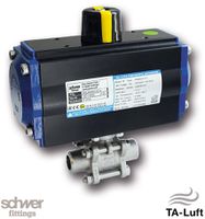 3-part. Ball valve with actuator, pneumatic, single-acting