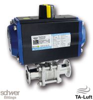 3-part. Ball valve with actuator, pneumatic, single-acting