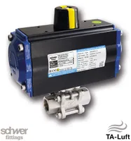 3-part. Ball valve with actuator, pneumatic, single-acting
