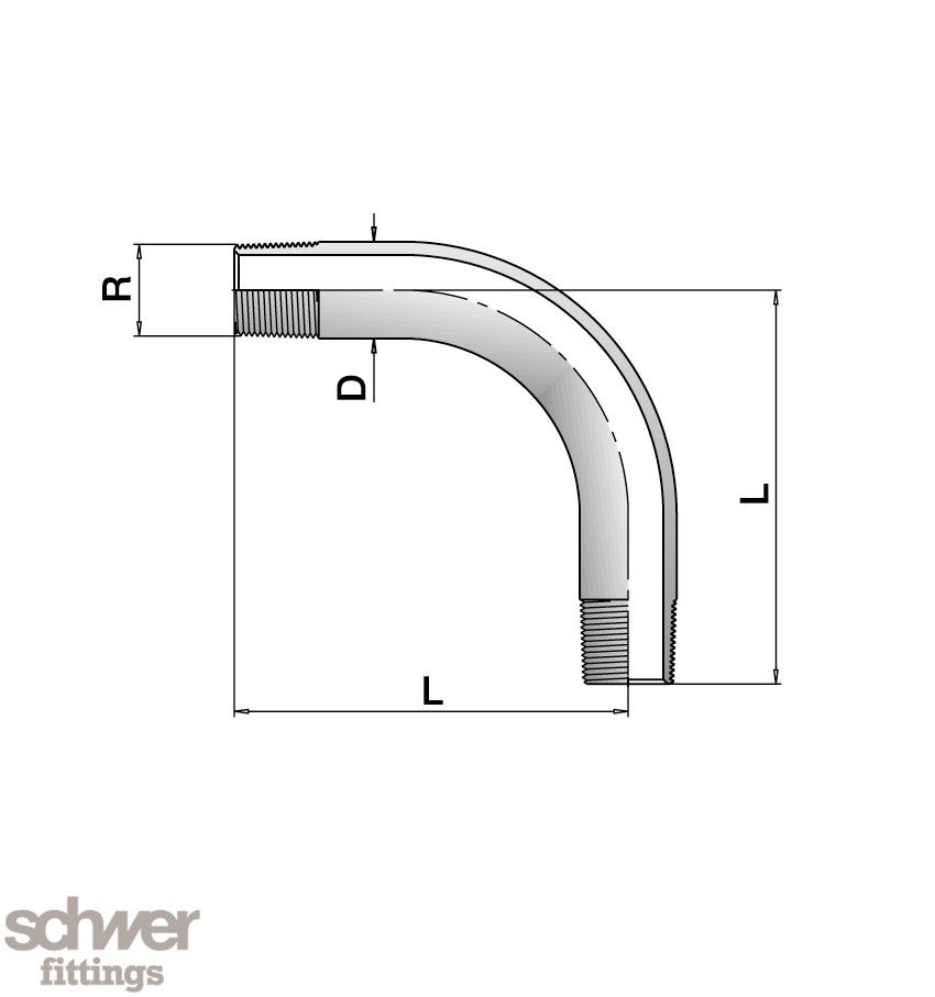 90° Elbow, both ends threaded