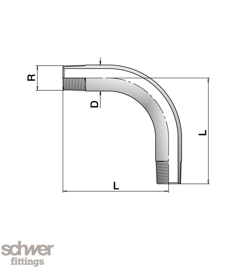 90° Elbow, both ends threaded