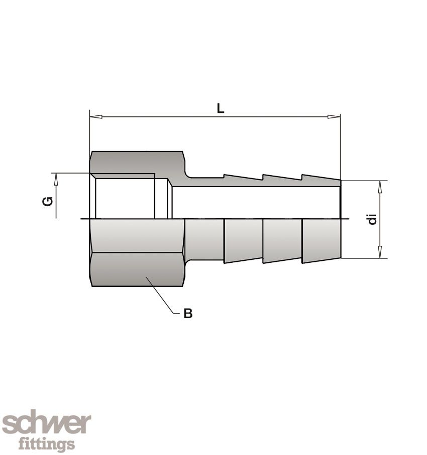 Female Stud Hose Stem