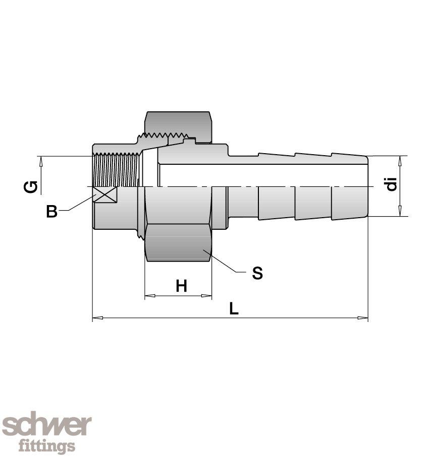 Union, inside thread - hose stem