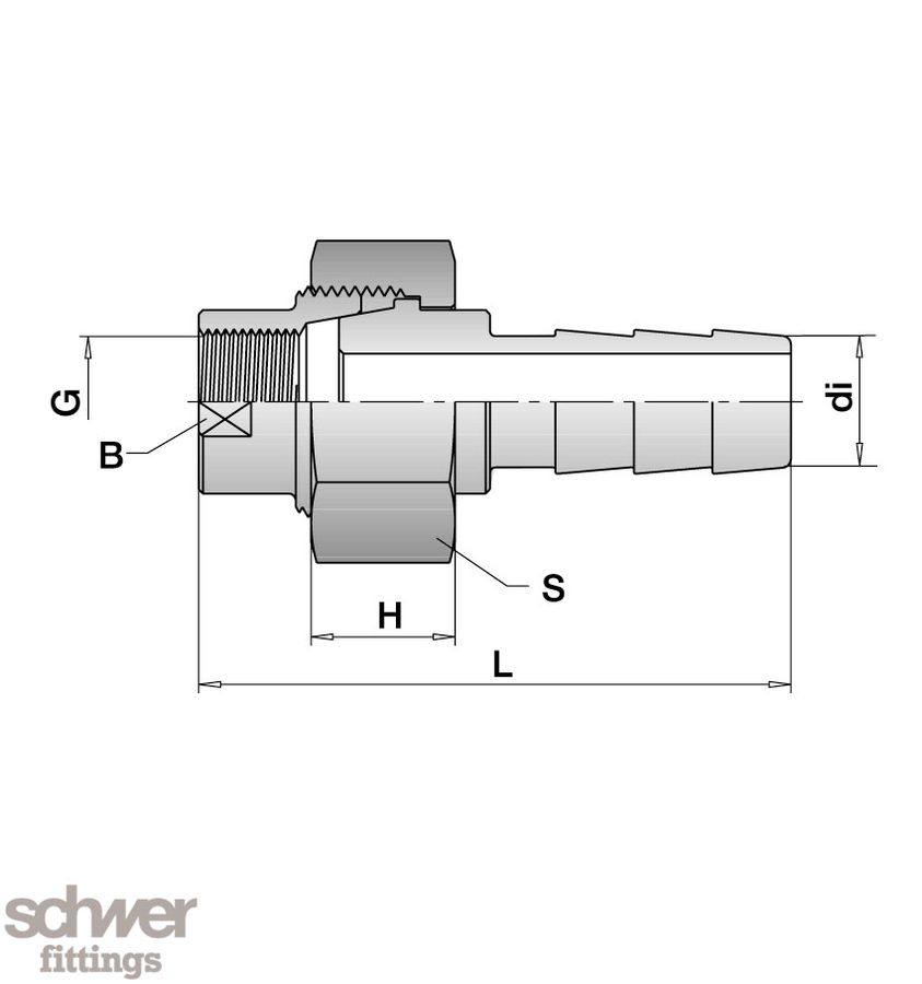 Union, inside thread - hose stem