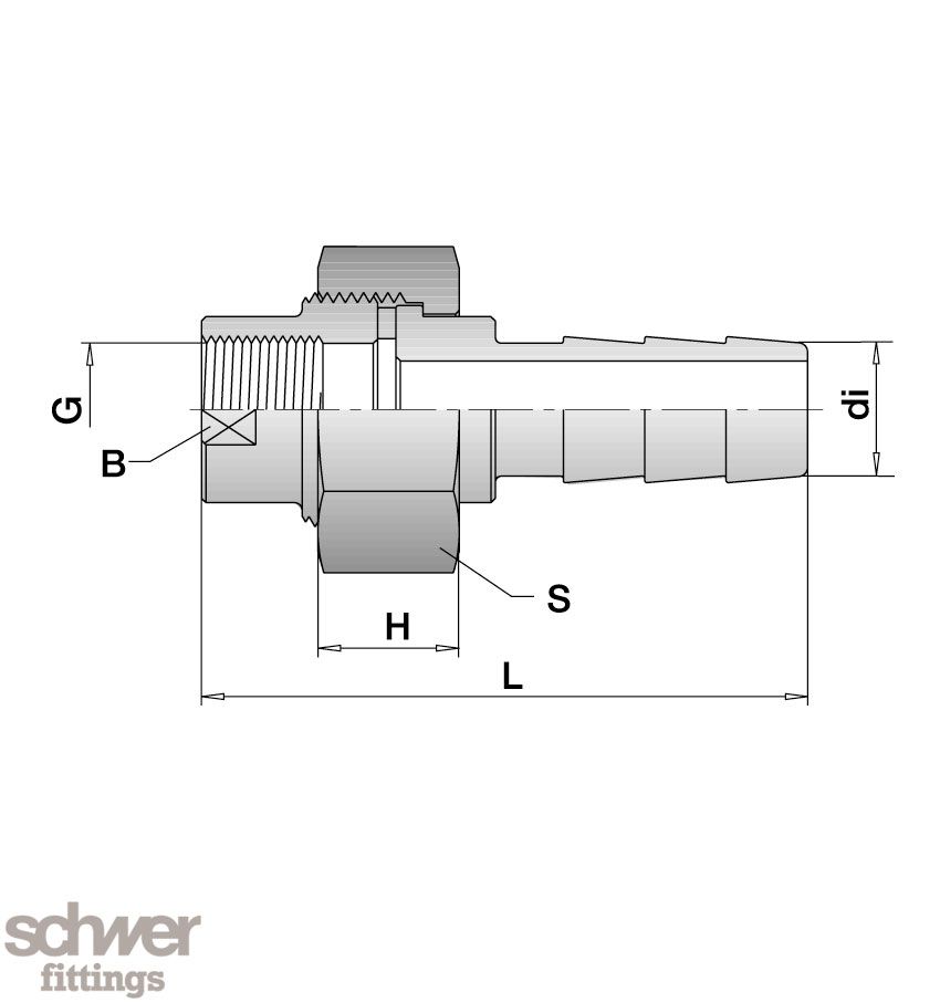 Union, inside thread - hose stem