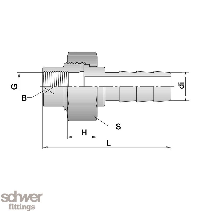 Union, inside thread - hose stem