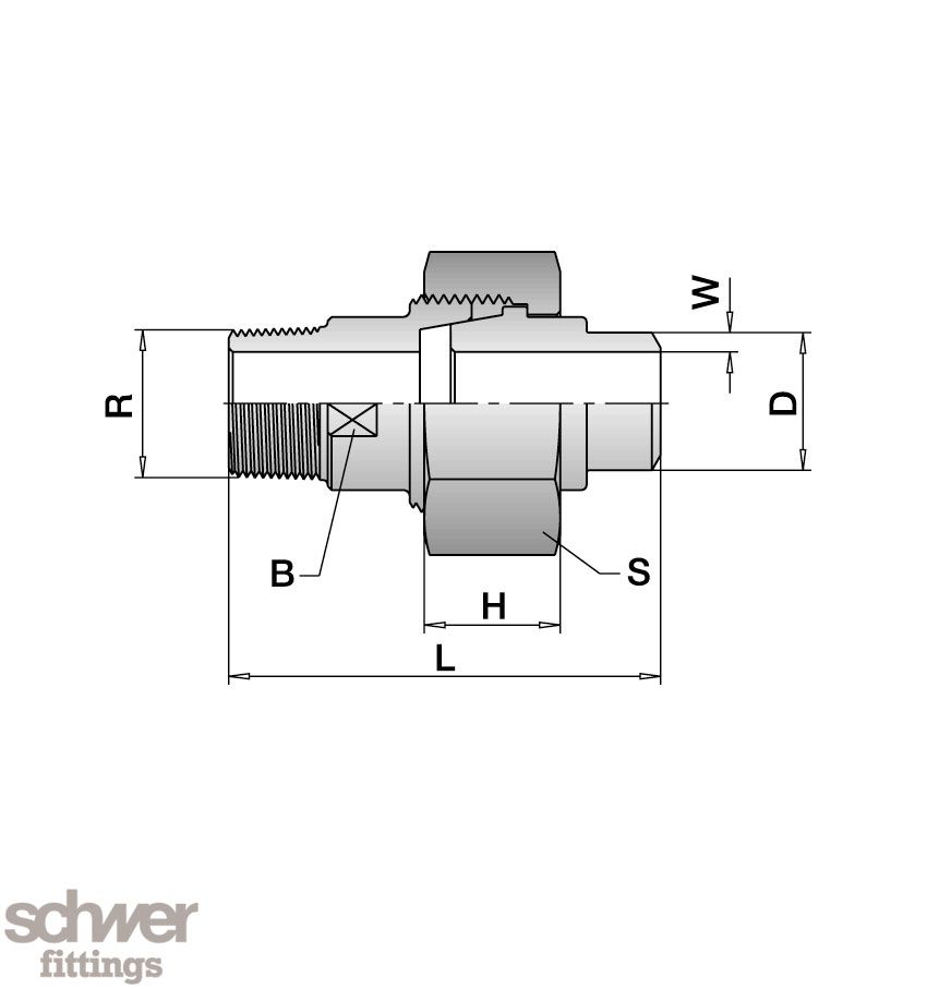 Union, outside thread - welding end