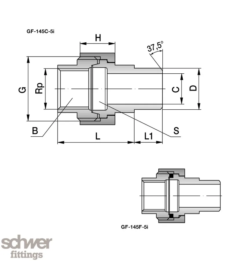 Union, inside thread - welding end