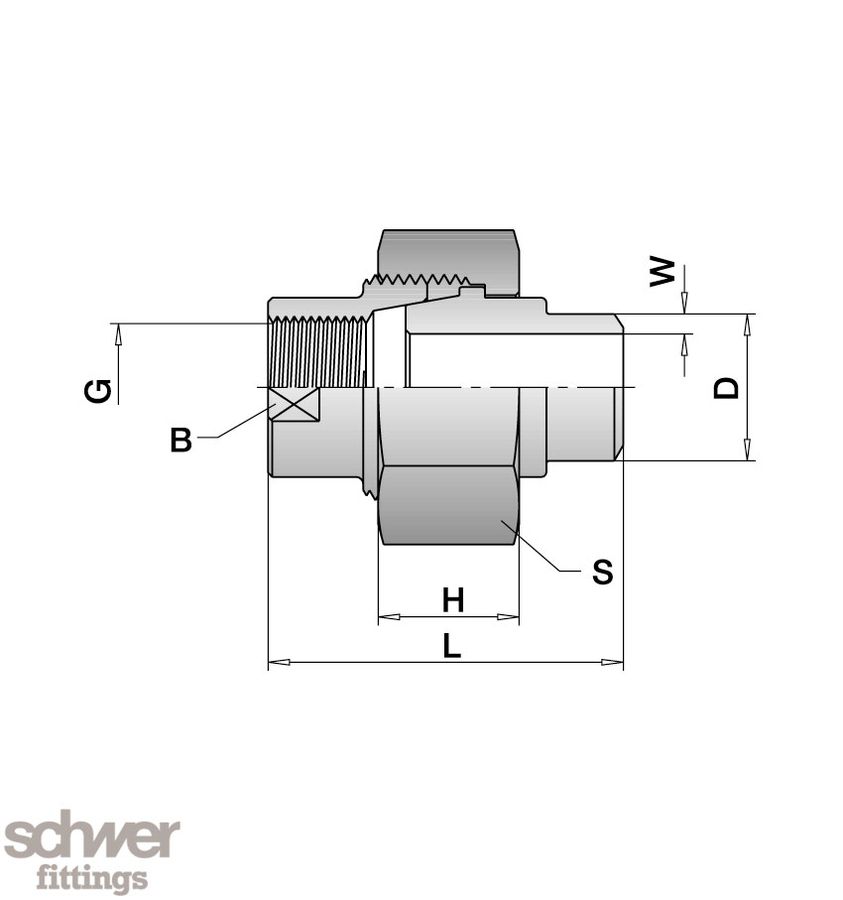 Union, inside thread - welding end