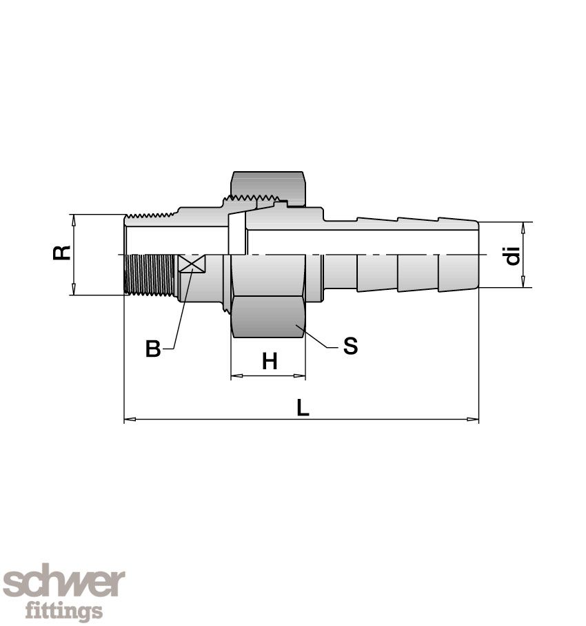 Union, outside thread - hose stem