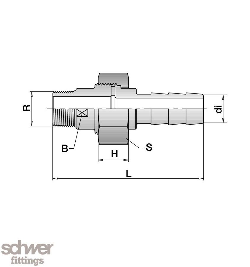 Union, outside thread - hose stem