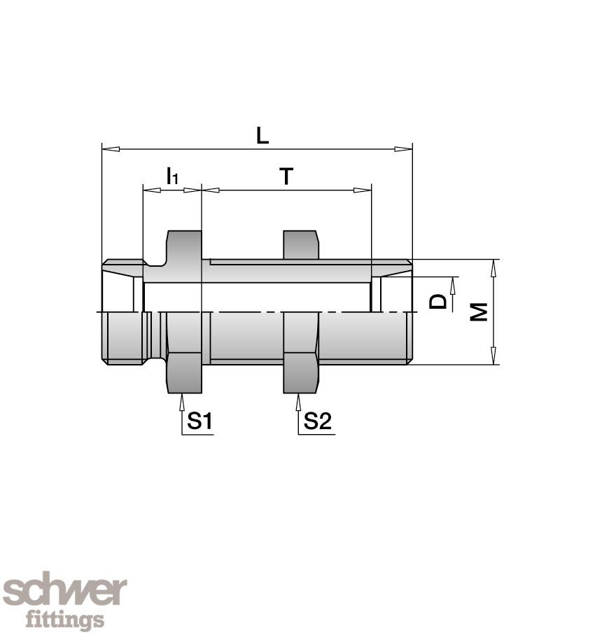 Straight bulkhead body with locknut