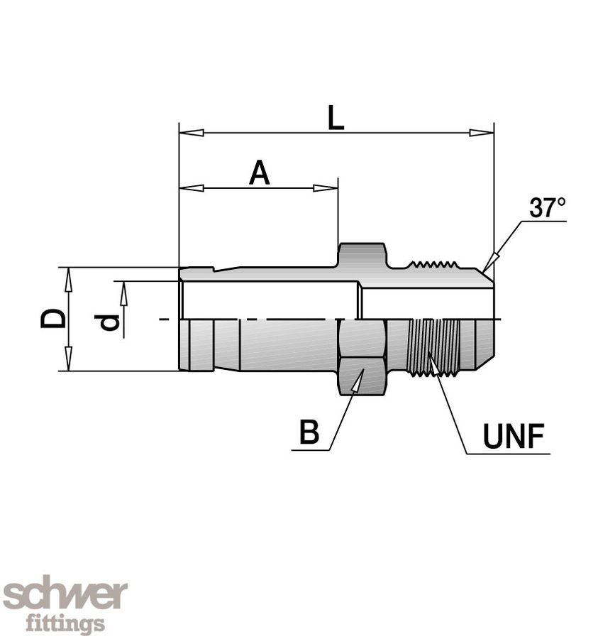 Male Shaft Adaptor JIC 37°