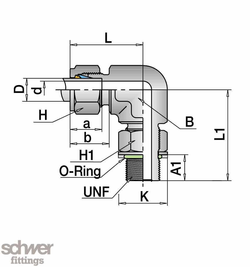Male Elbow Disk-O-Ring SAE / MS