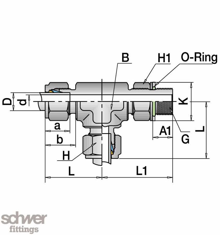 Male Run Tee Disk-O-Ring