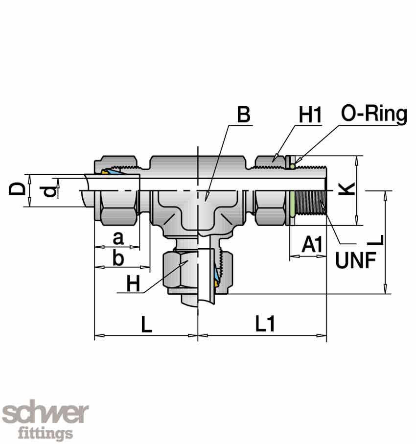 Male Run Tee Disk-O-Ring SAE / MS