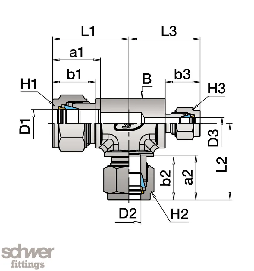 Reducing Union Tee for Thermoelements